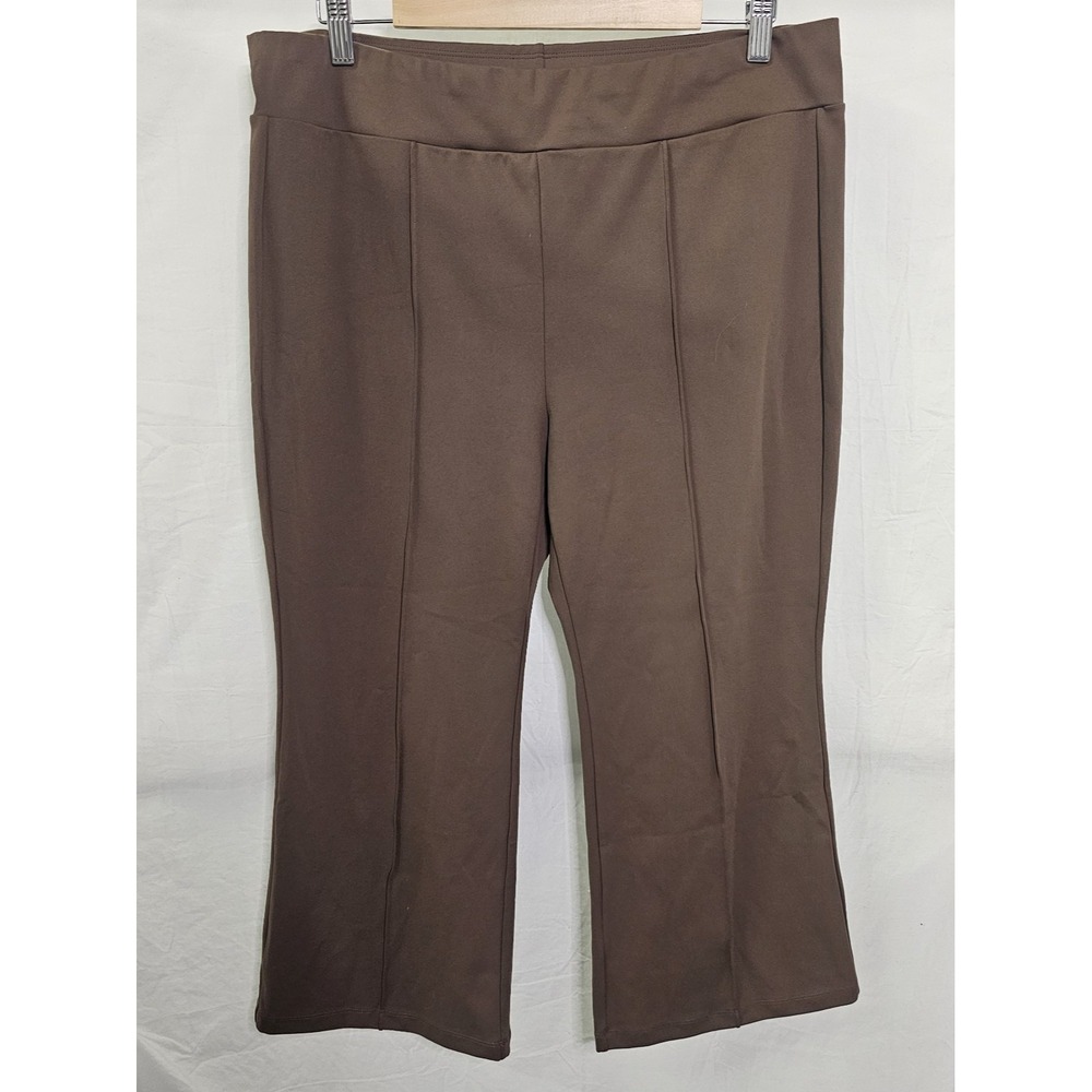 Halara XL Regular Brown High Waisted Cropped Straight Leg Work Pants Pocket‎